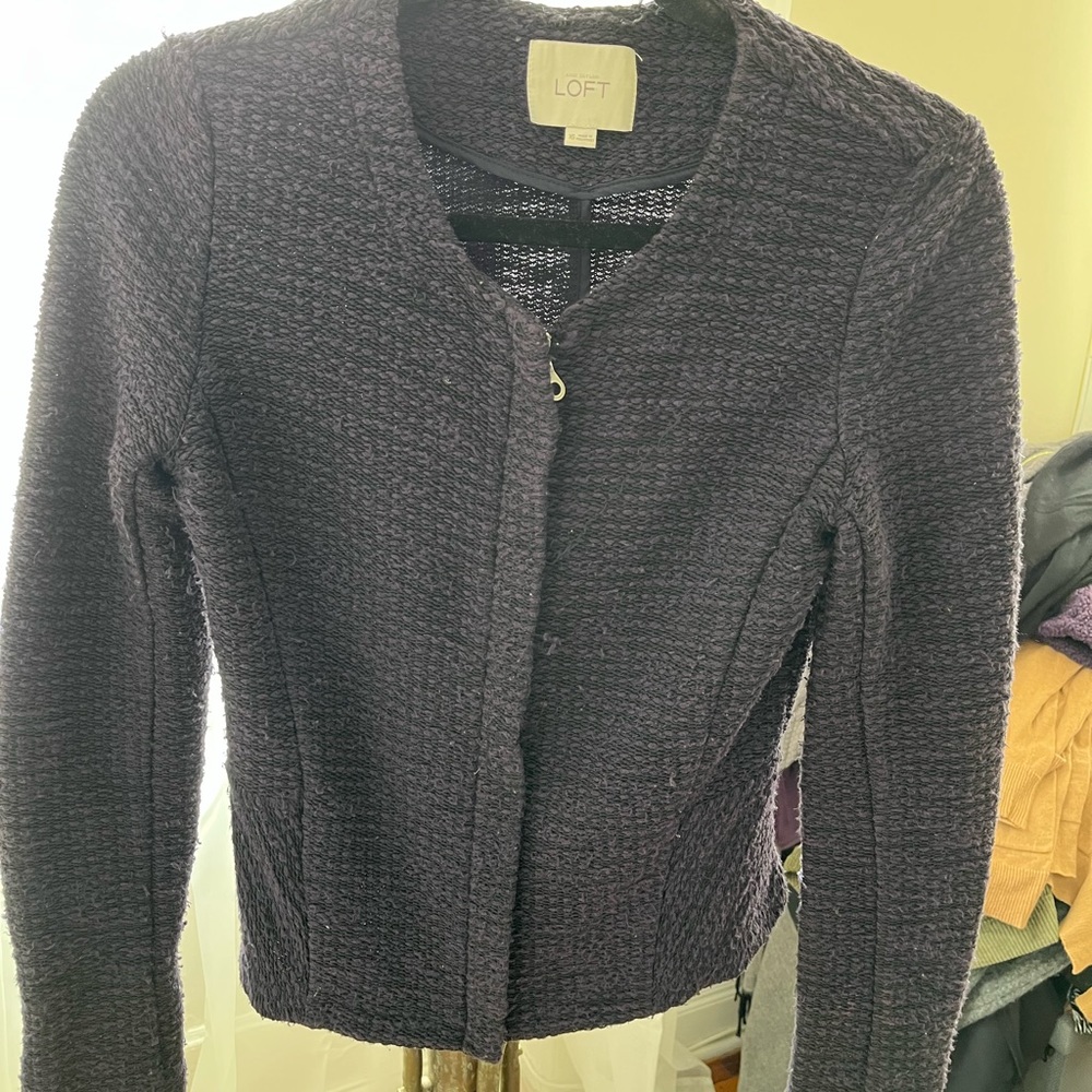 Blue and Black Loft Cropped Blazer - Size XS